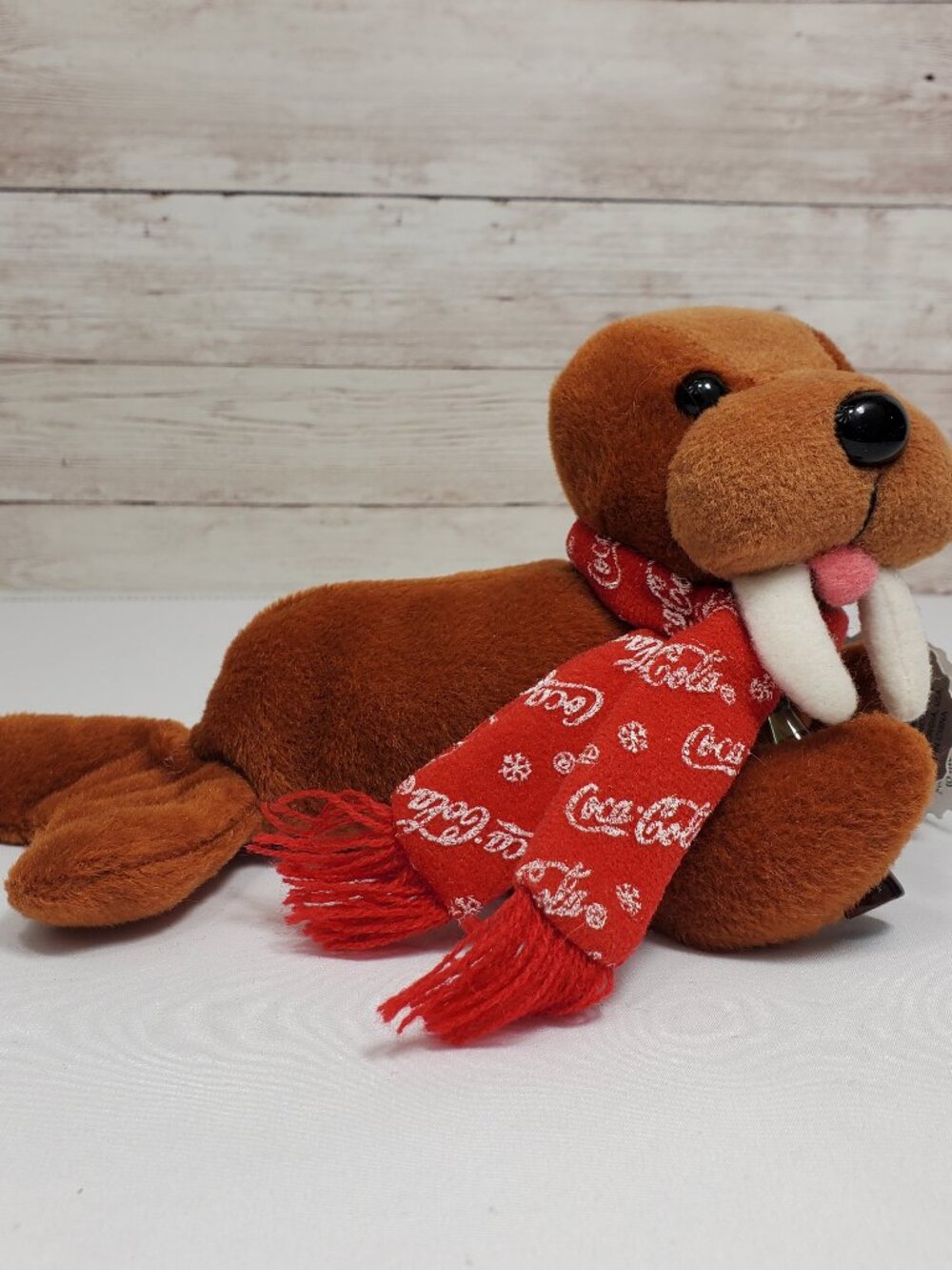 Coca Cola Walrus Plush Toy With Bottle And Logo Scarf Style # 0124 Bean Bag 1998
